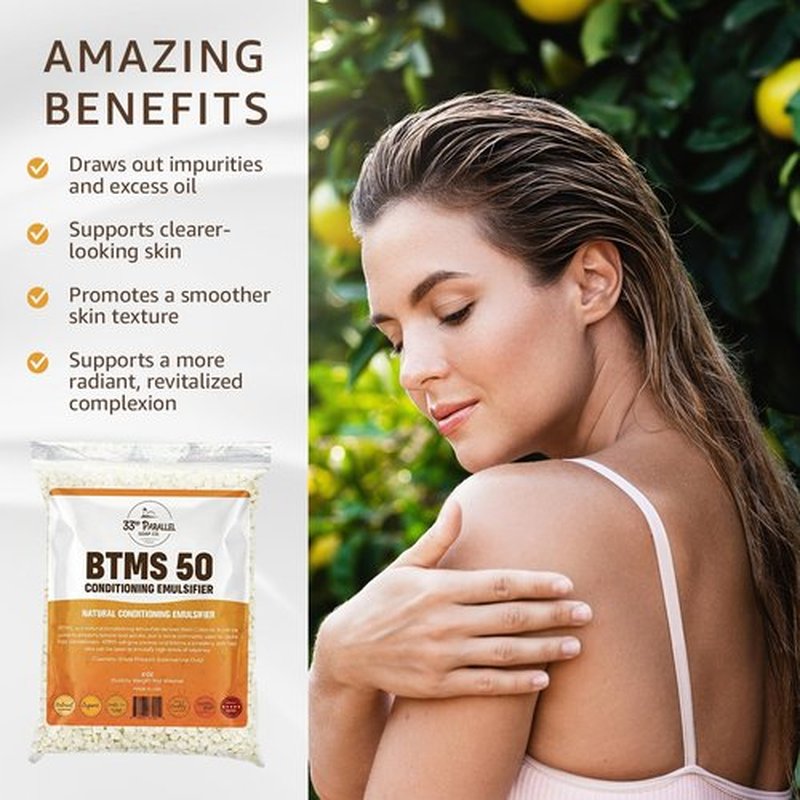 33rd PARALLEL | BTMS 50 (2 lbs / 32 oz) Bulk Conditioning Emulsifier | 100% Natural Plant Derived | Behentrimonium Methosulfate Cetearyl Alcohol Emulsifying Conditioner | Product of USA (2 POUNDS)