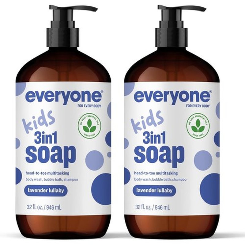 Everyone 3-In-1 Kids Soap - Lavender Lullaby Body Wash, Bubble Bath & Shampoo | 32 Oz (Pack of 2)