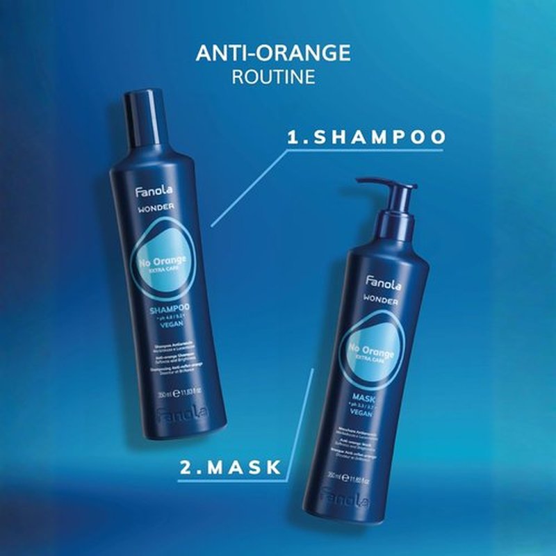Fanola Wonder No Orange Blue Shampoo - Toning Shampoo for Color Treated Hair | Neutralizes Brassy Tones - Vegan & Sulfate-Free (11.8 fl oz)