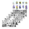 JERCLITY 6pcs Seaside Scenery Nail Stamping Plate Nail Stamping Kit for Nails Summer Beach Coconut Trees Sunset Waves Sea Animals Image Plates Nail Art Design Template Print Nail Stamper Kit for Women