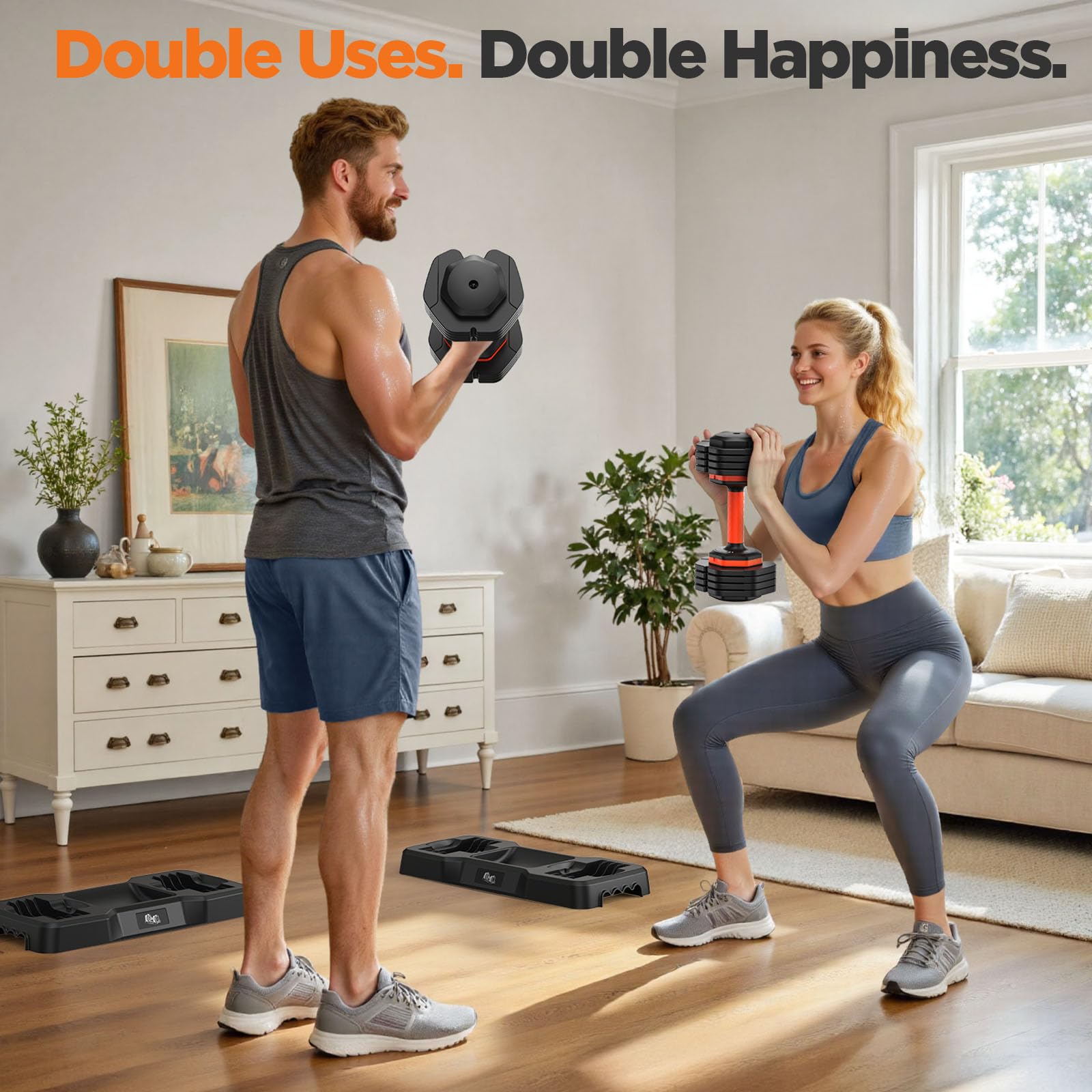 2026 FDB2 Updated Adjustable Dumbbell Set of 2, 5-in-1 Weights Dumbbell Set with Storage Box, 55lbs Adjustable Weights with Anti-slip Silicone Grip, Weight Set For Home Gym Suit both Men and Women