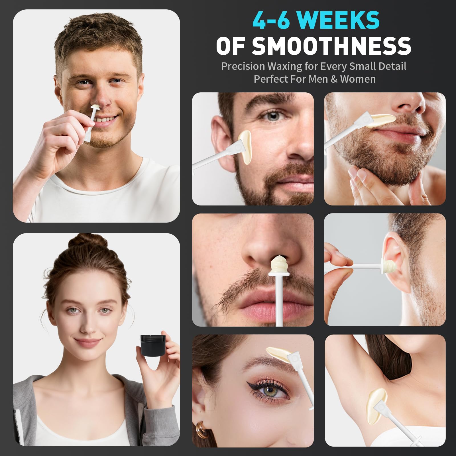 Nose Wax Kit, Nose & Ear Hair Removal, Mini Wax Pot with 30pcs Nose Wax Sticks