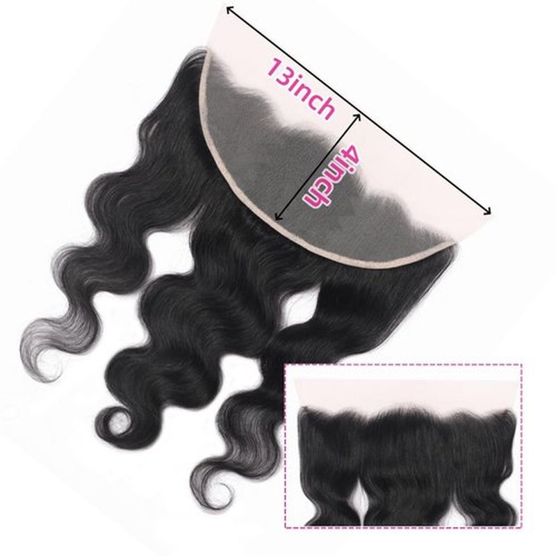 13x4 HD Lace Frontal Closure Body Wave Ear to Ear Lace Frontal Pre Plucked 18 Inch Remy Human Hair Front Free Part 150% Density Hair Extensions for Black Women(Natural Black, 18 Inch)
