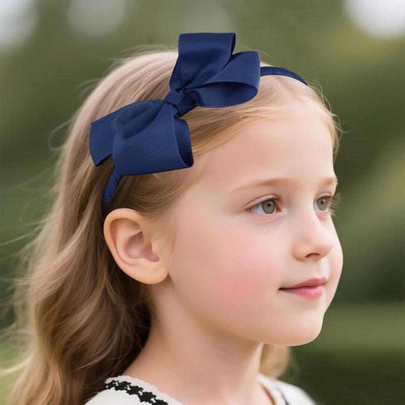 phnydreg Girl Navy Hair Bow Accessories 14 Pieces Uniform Hair Bows Hair Clips Headband for School Toddler Girls