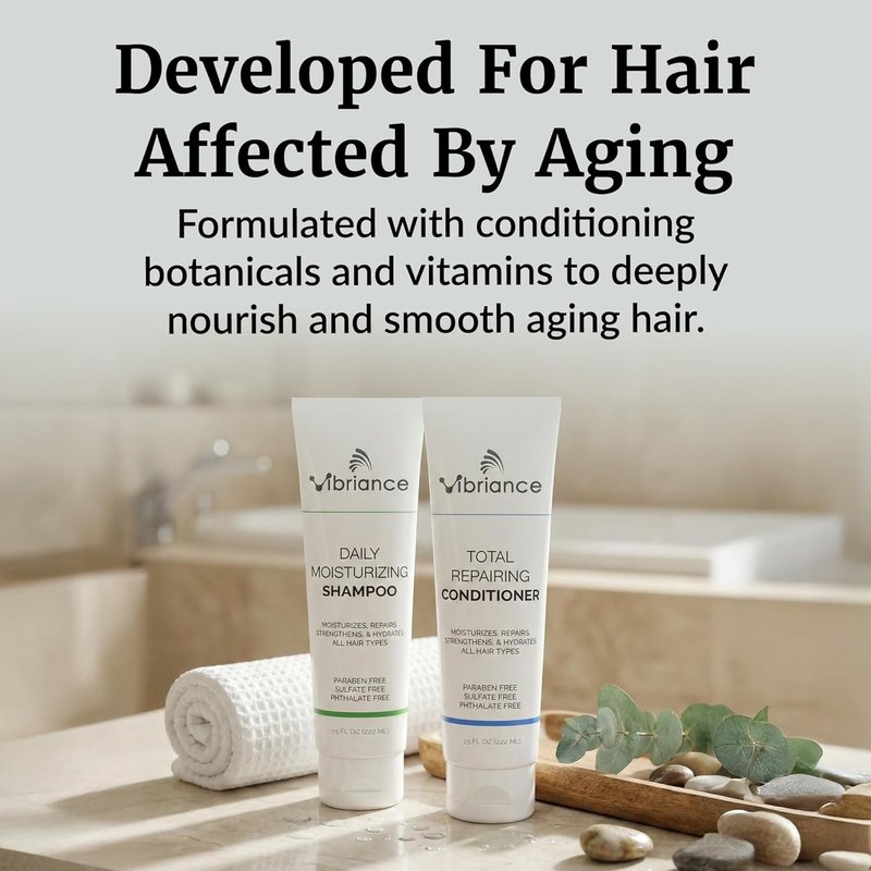 Vibriance Shampoo & Conditioner Set - Biotin-Infused Strengthening Wash for Dry, Damaged Hair - Deeply Hydrating & Moisturizing