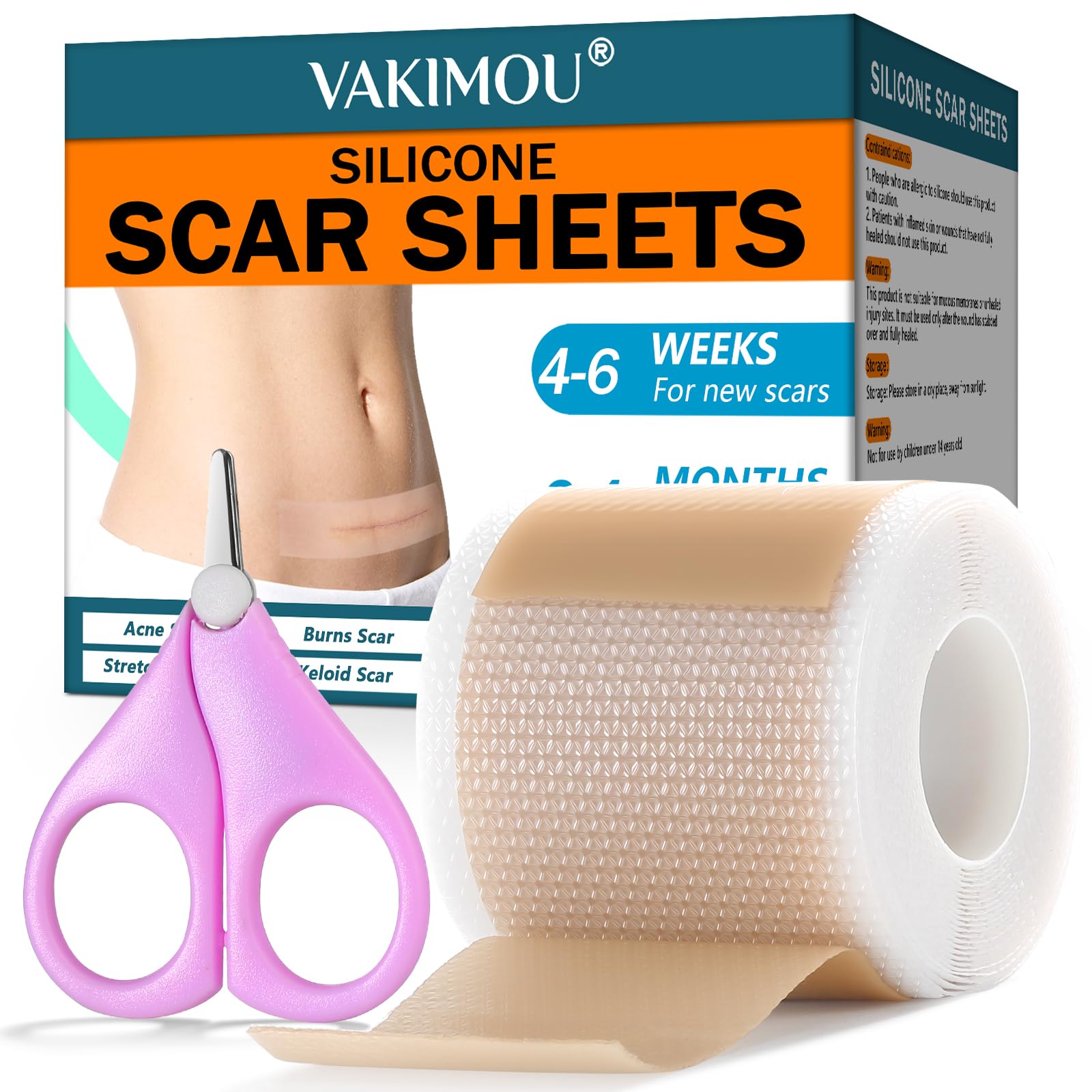 Silicone Scar Sheets,Silicone Scar Tape, Professional Scar Removal, Silicone Scar strips for Surgical scars tape, C-Section,Tummy Tuck (1.6x11859''Roll-3.0M) Keloid bump removal