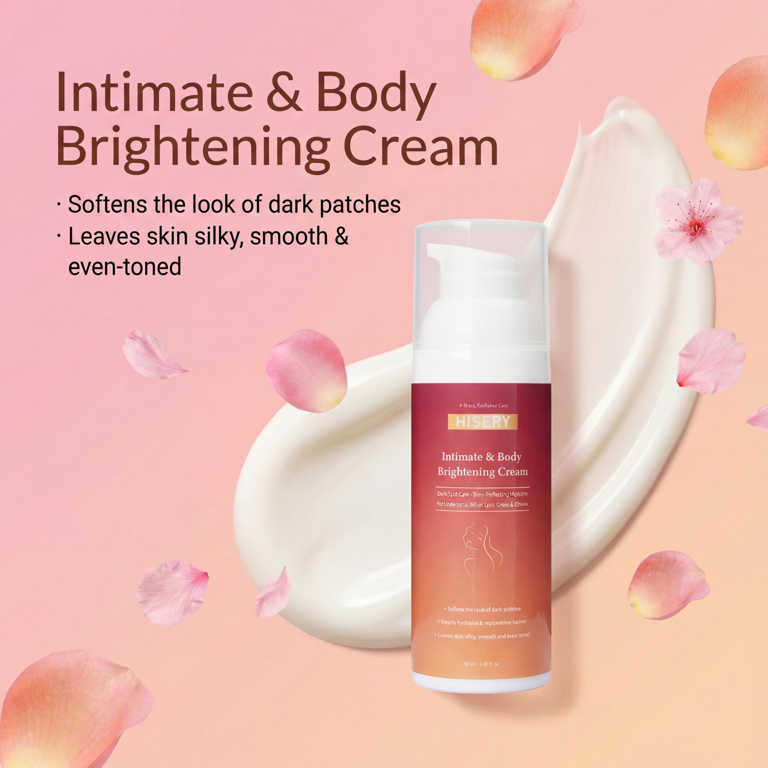 Hisery Body Brightening Cream for Uneven Skin Tone – Underarms, Knees, Elbows & Bikini Line, Niacinamide, Vegan