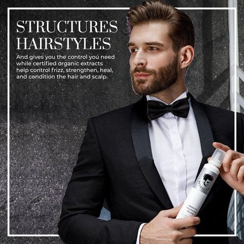 Avenue Man Argan Oil Mousse - Thickening & Volumizing Hair Foam for Men - Strong Hold & Frizz Control (6.0 oz)