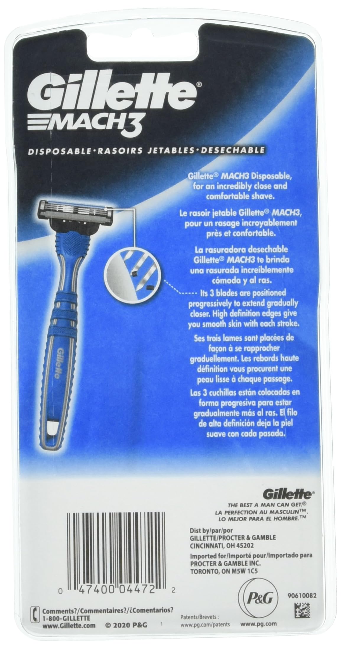 Gillette Mach3 Men’s Disposable Razors, 3 Count - Case of 12