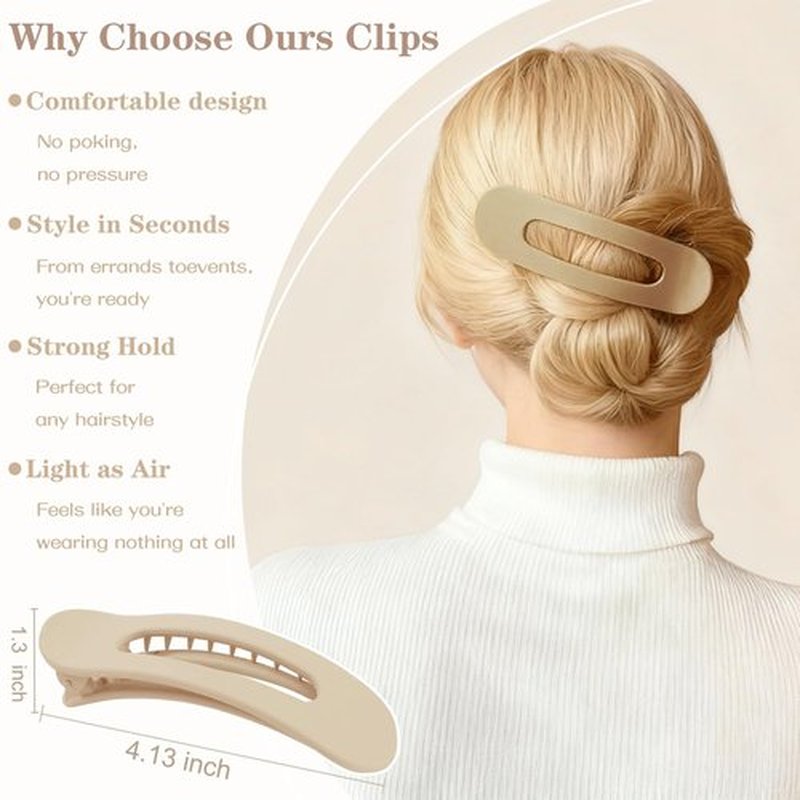 Flat Hair Clips for Women 12 Pack, Large Matte Square Claw Clips, Flat Hair Accessories, Side Slide Volume Clips for Thick or Thin Hair French Concord Hair Barrettes for Women