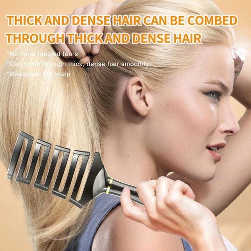 SHINLEA Curved Detangling Brush for Curly Hair, Professional Vented Anti-Tangle Brush for Wet & Dry, Ideal for Textured 2A to 4C Hair and Thick Blow Drying