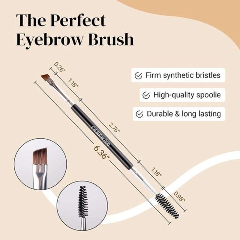 KESHIMA Eyebrow Brush Duo - Premium Angled Brush & Spoolie for Precision Eye Makeup Application
