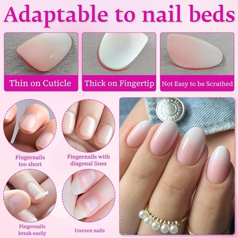 LuckForever 168pc Ombre Press on Nails Short Oval Fake Nails with Tabs, Round Almond Nails Press ons Nail Ombre Glue on Nails Short Fake Nail Stick Full Cover Acrylic Nails Artificial Fingernail