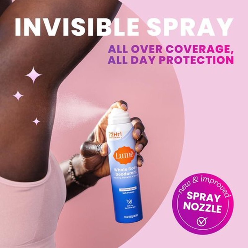 Lume Invisible Spray Deodorant For Women - 72 Hr Odor Control - Aluminum Free & Skin Loving - 3.6 oz Clean Tangerine