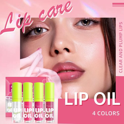 HOSAILY Hydrating Lip Oil & Liner Set - Plumping Gloss with Shiny Glow | Moisturizing Pink Glitter