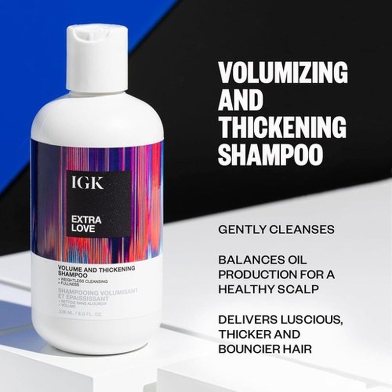 IGK EXTRA LOVE Volume & Thickening Shampoo - Hydrating Volumizing Formula for Fine Hair | 33.8 oz | Vegan & Cruelty-Free