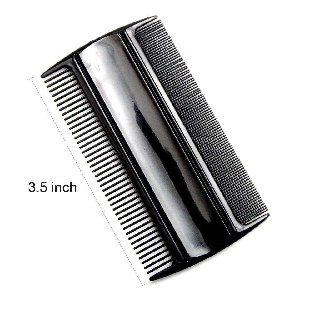 Favorict (3 Pack) 3.5" Pocket Hair Comb Beard & Mustache 2 Sides Combs for Men's Hair Beard Mustache and Sideburns (Black)