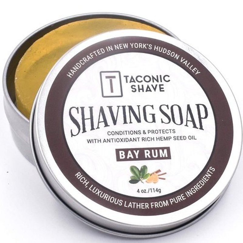 Taconic Shave Bay Rum Scent Shaving Soap - Barbershop Quality Lather with Coconut & Olive Oils - Classic Wet Shave Made in USA