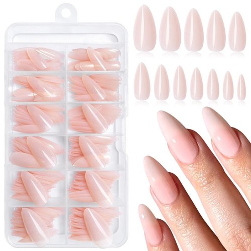 Lifextol 240PC Nude Almond Press on Nails, Medium Fake Nails Press ons, False Acrylic Nails with Glue&Adhesive Tabs