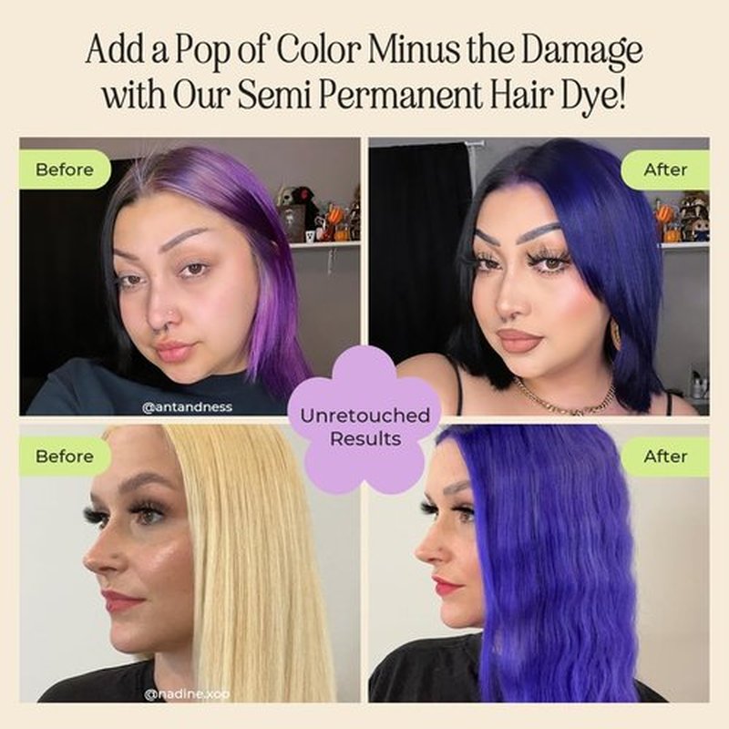 **INH Semi Permanent Hair Color - Amethyst Dark Purple Hair Dye | Vegan, No Bleach, 6oz**