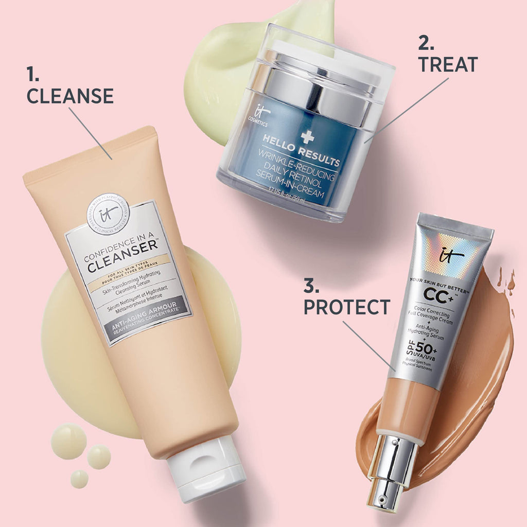 IT Cosmetics Hello Results Anti-Aging Retinol Serum-Cream - Firming Face Cream with Niacinamide & Vitamins B5 & E - 1.7 fl oz