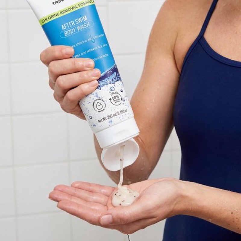 TRIHARD Chlorine Removal Body Wash, Protects and Hydrates Sensitive Skin from Pool and Ocean, Pool Essentials for Post Swim Chlorine Skin Protection