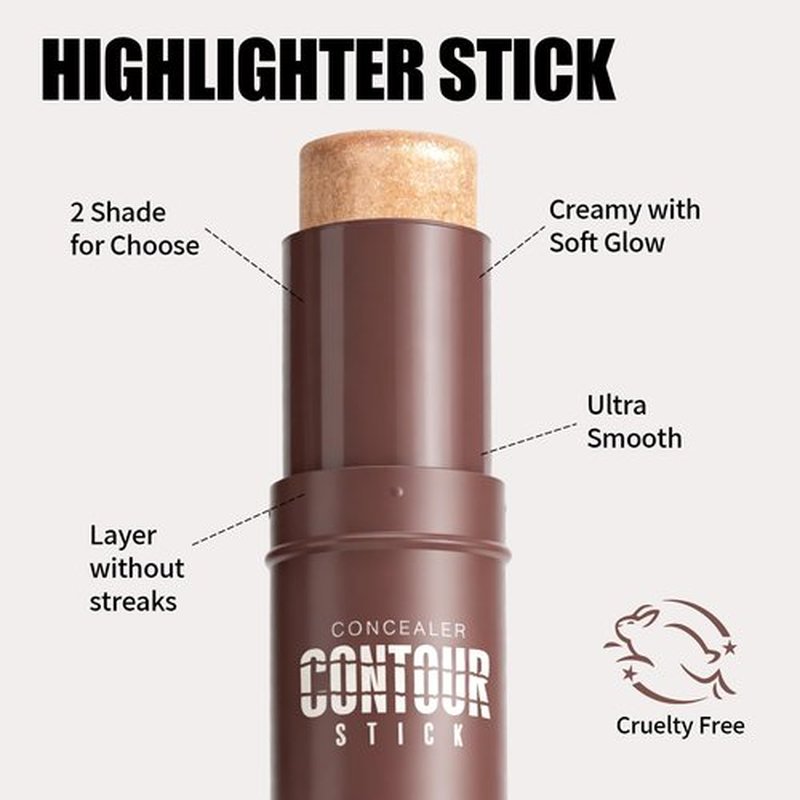 Highlighter Stick, Sheer Glow Cream Highlighter for Natural Radiant Skin, Blendable & Buildable Color, Non Caking, Long Lasting, SweatProof & Cruelty-Free, For All Skin Tones (01 Pearl Shimmer)