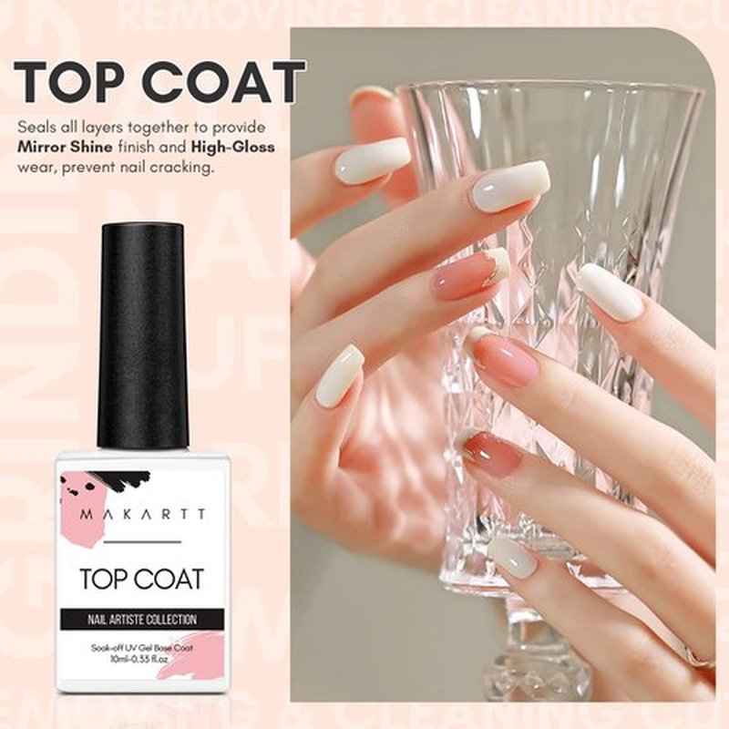 Makartt Nude Nail Extension Gel Kit – 50ML Siesta Natural Builder Gel with No Wipe Top Coat, Soak-Off UV LED Set for Spring & Summer Nail Designs