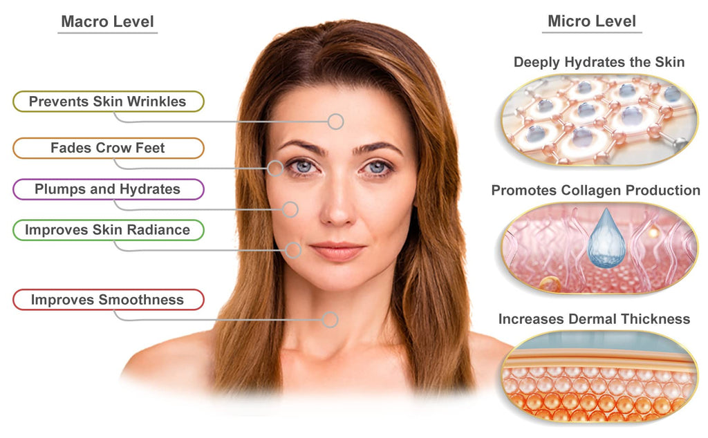 Visage Pure - Facial Spa"Dermal Thickening" Serum - Organic - Physician Formulated - Research Supported - Extra Nutrient and Vitamin C Charged Blend of Collagen, Hyaluronic Acid and Peptides