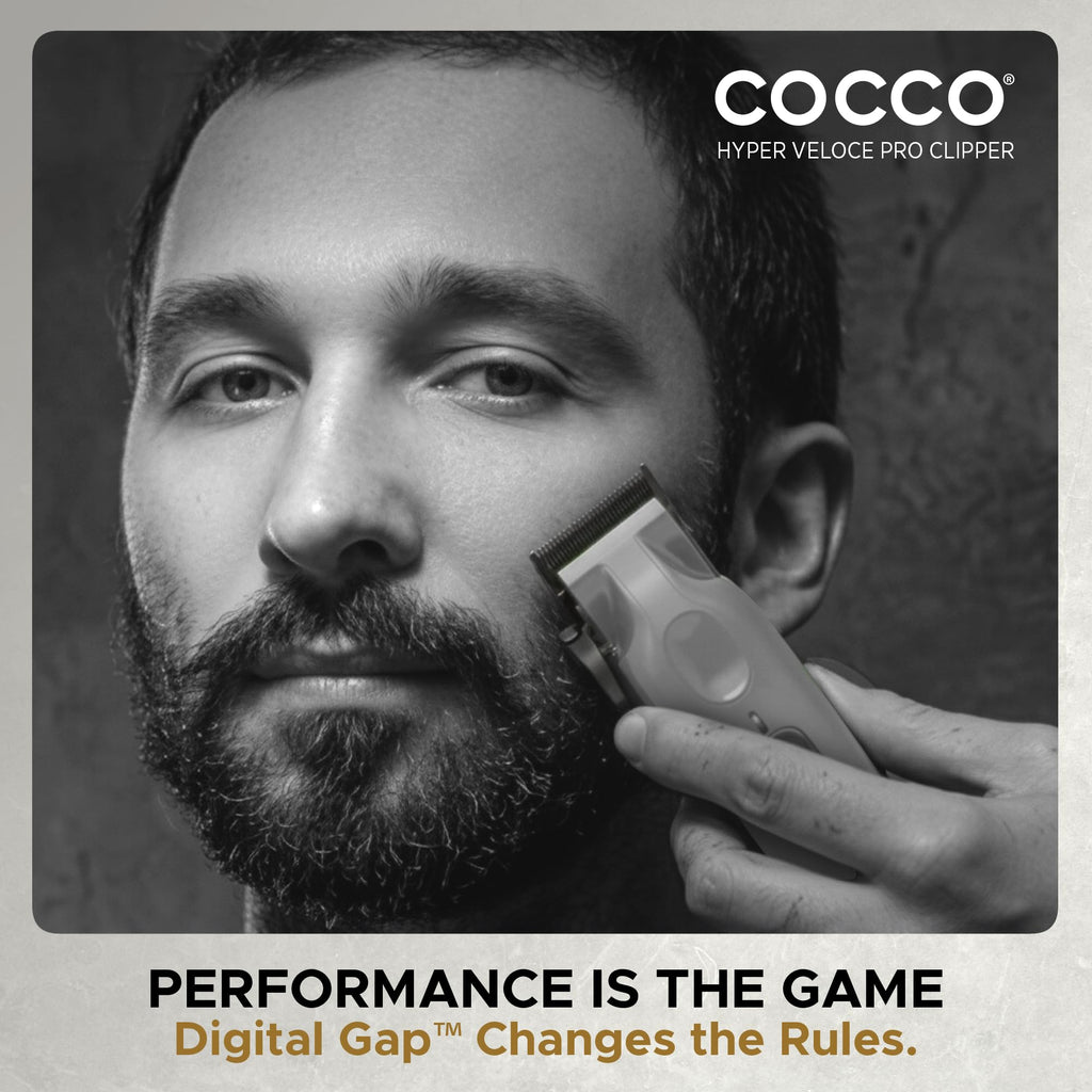 Cocco Veloce Pro Clipper, Digital Gap Ambassador Graphene Taper Blade Professional Hair Clippers, High-Torque BLDC Motor, All-Metal, Cordless, Charging Base Included, Matte Black
