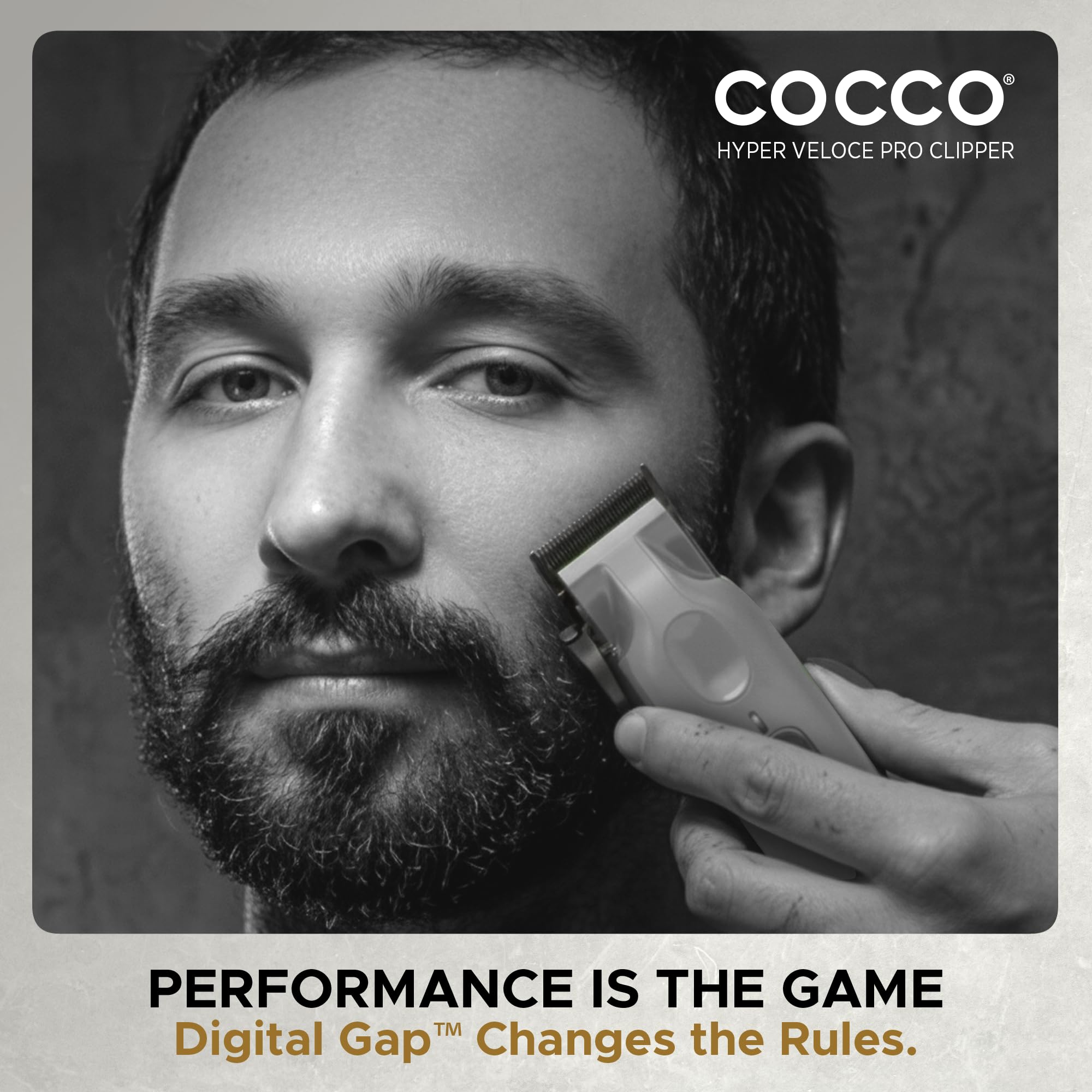 Cocco Veloce Pro Clipper, Digital Gap Ambassador Graphene Taper Blade Professional Hair Clippers, High-Torque BLDC Motor, All-Metal, Cordless, Charging Base Included, Matte Black