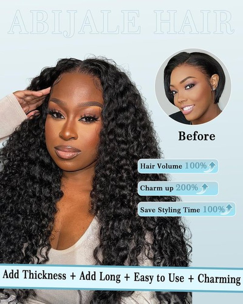 Abijale Burmese Curly V Part Wigs Human Hair 200% Density Upgrade U Part Wigs with Drawstring No Leave Out Glueless Clip in Half Wigs Curly Human Hair Wig for Black Women #1B Natural Black 16Inch