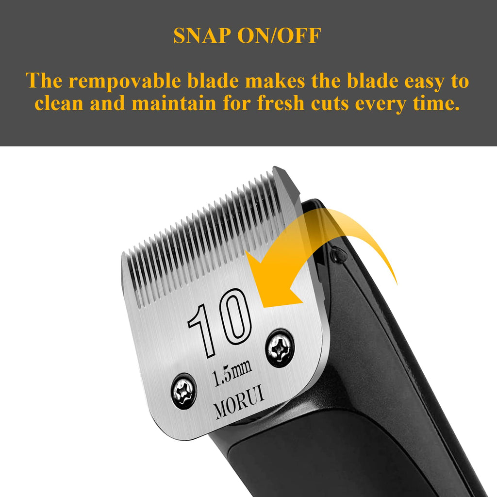 morui Detachable Pet Dog Clipper Blades UltraEdge Compatible with Oster A5,Wahl KM10 Series Clippers (10# 1.5mm- 2 Pack)