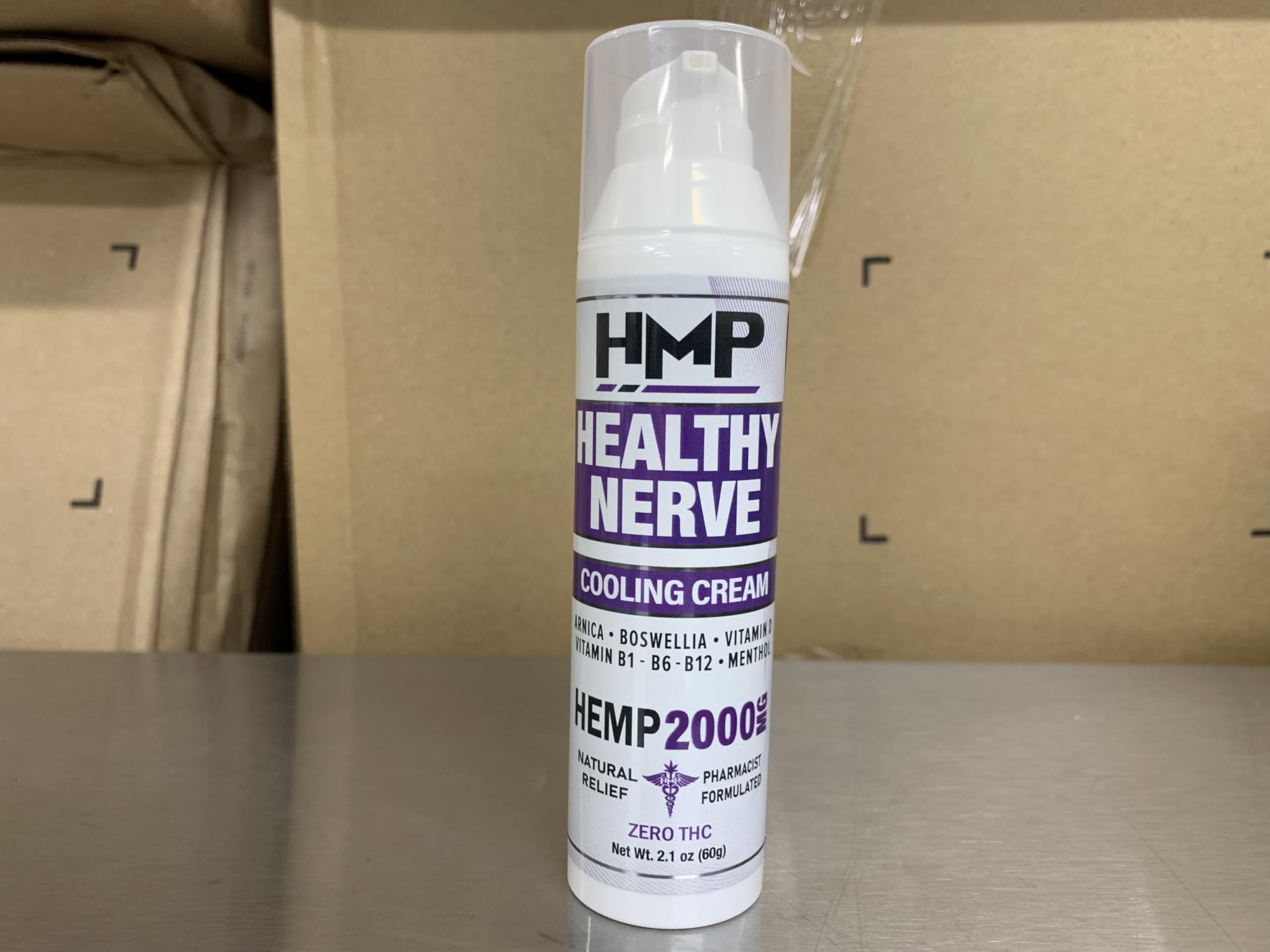 HMP BRANDS Neuropathy Cream Nerve Hemp Cream 2000mg Maximum Strength for Feet, Hands, Legs, Toes, Back with Natural Arnica, Vitamin D3 B1 B6 B12, Menthol, Made in USA, 2.1oz