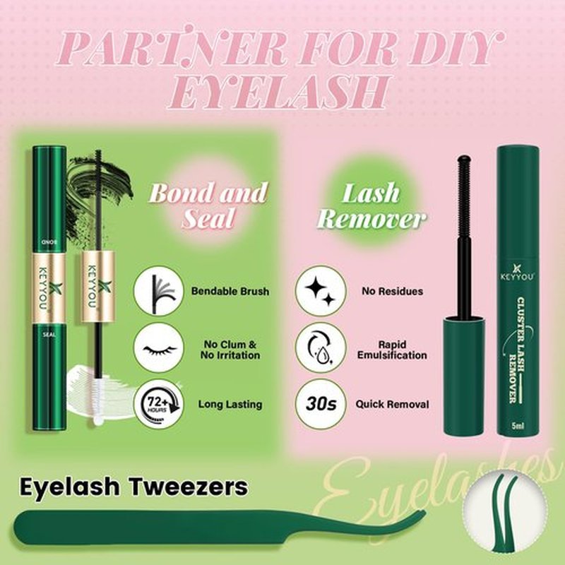 KEYYOU Aurora Lash Clusters Kit Fairy Lash Extension Kit C Curl 120Pcs Eyelash Extension Kit Wispy Natural Invisible Band Lash Kit with Waterproof DIY Lash Extension Kit at Home(Aurora-C-8-16MIX)