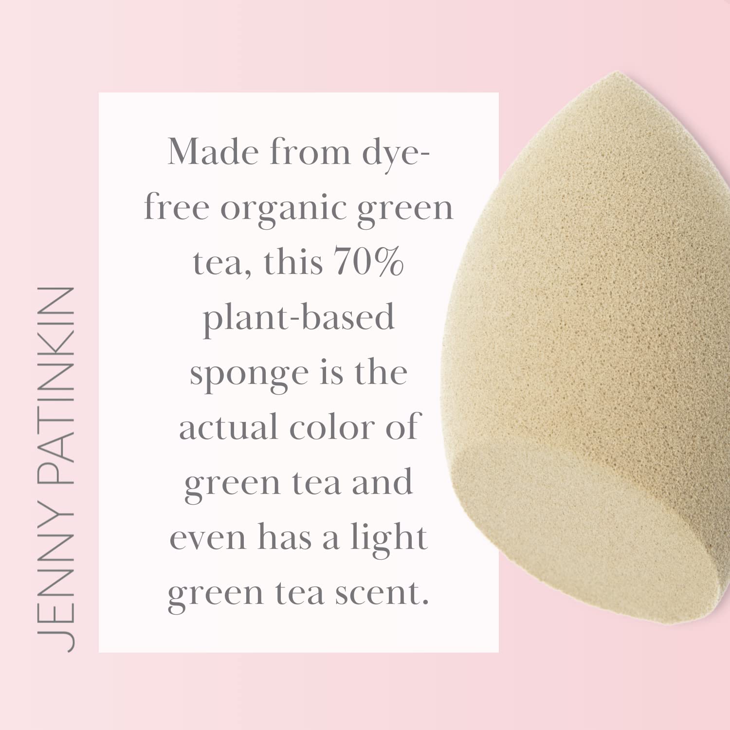 Jenny Patinkin Pure Luxury Au Naturel Green Tea Makeup Sponge - Beauty Blender & Sponge for Flawless Face Makeup Blending - Organic & Soft Beauty Blender Surface