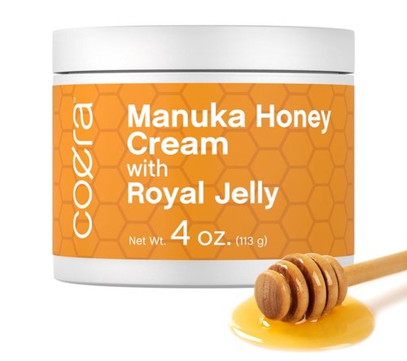 Coera Manuka Honey Cream | with Royal Jelly | 4oz | Hydrating Moisturizer for Face & Skin | Free of Parabens, SLS, & Fragrances | Packaging May Vary