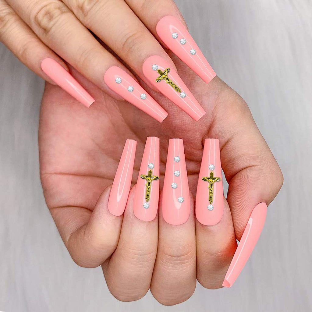 WOKOTO 100pcs 3D Gold Crucifix Nail Charms For Nail Art 3d Cross Nail Charms Metal Gold Nail Charms Metal Decorations For Nail Art DIY Accessories For Women Nails Nail Jewels For Acrylic Nails