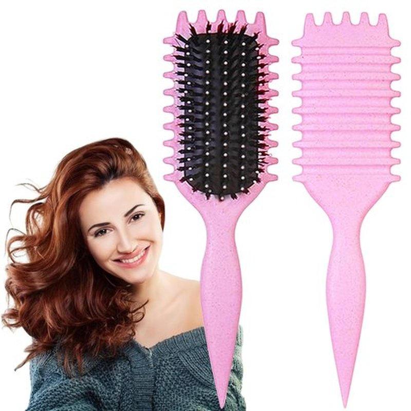 Skiennix Curl Defining Brush - 1 PCS Curly Hair Brush for Effortless Combing & Shaping (Pink)