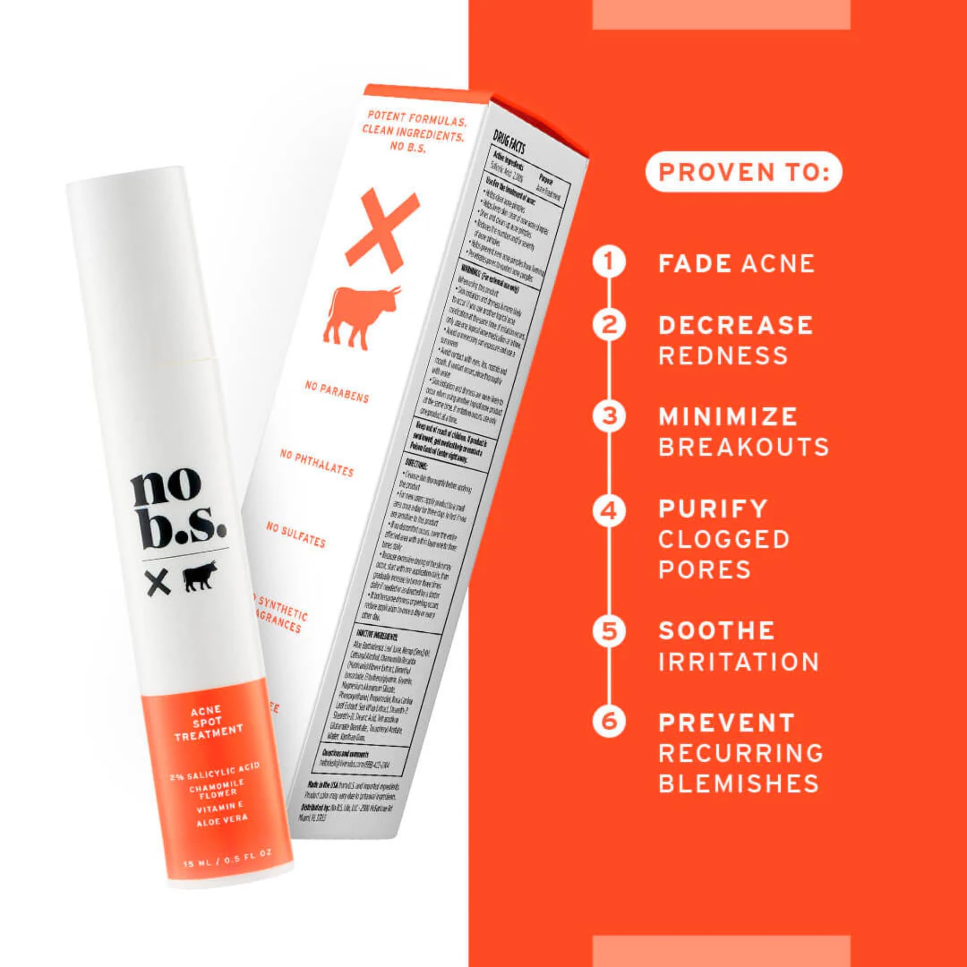 No Bad Stuff - Acne Spot Treatment - Acne Control with 2% Salicylic Acid, Fades Blemishes, with Chamomile, Aloe Vera & Vitamin E (0.5 oz)