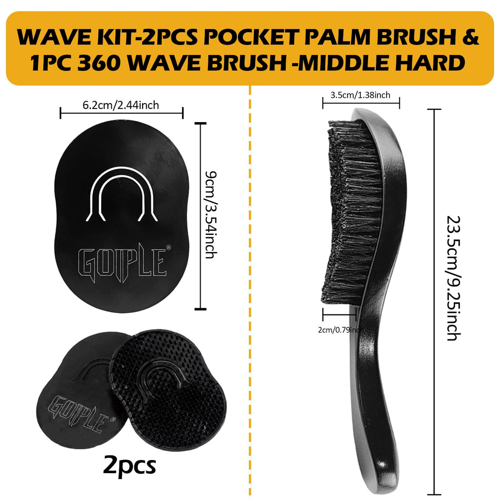 Wave Pomade for Men Strong Hold Easy Wash 360 Wave Training Hair Cream, Waves Grease for Men Promotes Layered Waves, Moisture, Control and Silky Shine, Wave Kit Curved Medium Waves Brush Silky Durag