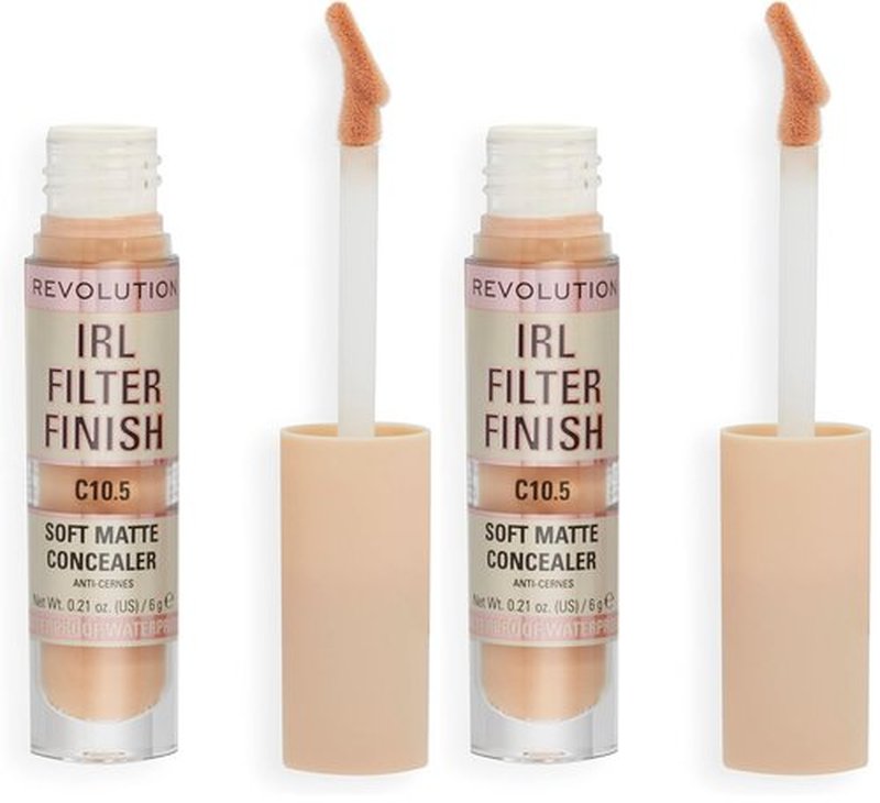 Revolution, IRL Filter Finish Concealer, Full Coverage, Oil-Free, Long-Lasting & Lightweight Formula, Infused with Hyaluronic Acid, Vegan & Cruelty-Free, C10.5, 0.21 oz (Pack of 2)