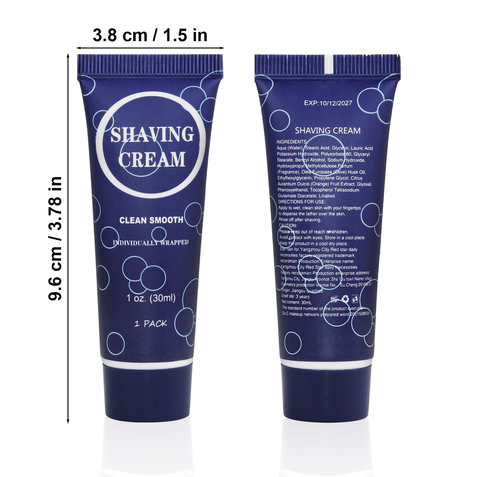 Travel Shaving Cream for Men, Individually Wrapped Mini Shaving Cream in Bulk, Disposable Travel Size Toiletries Amenities Vacation for Hotel, Shelter/Homeless/Nursing Home/Charity 1 Oz (Pack of 60)