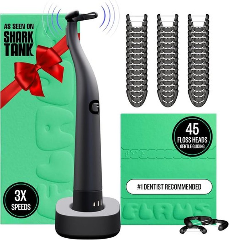 FLAUS Electric Flosser - Gentle Water Flosser with 3 Speeds & 45 Refill Heads | Dentist Recommended for Sensitive Gums