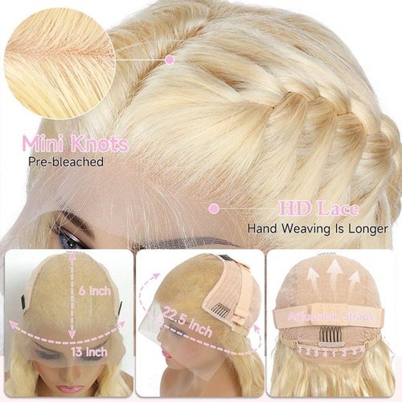HELLOSH 32 Inch 613 Lace Front Wig Human Hair 200 Density Blonde Wig Human Hair 613 13X6 Body Wave Lace Front Wigs Human Hair Pre Plucked 613 HD Lace Frontal Glueless Wigs For Women