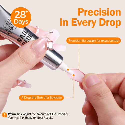 Gellaktik 10g*2 Nail Glue With 10g*2 Nail Glue Remover for Press On, Super Strong, Quick Drying, Long Lasting Adhesive for Fake Acrylic Nails & Tips, No UV Light Needed