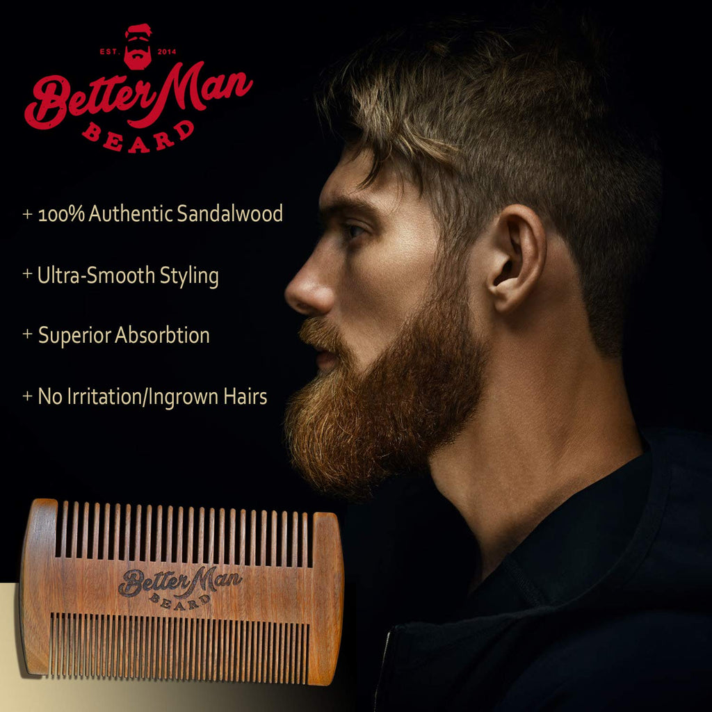 Better MAN Beard Original Kit - 3-Piece Beard Grooming Kit with Moisturizing Balm, Conditioning Oil & Sandalwood Comb - KIT-ORG