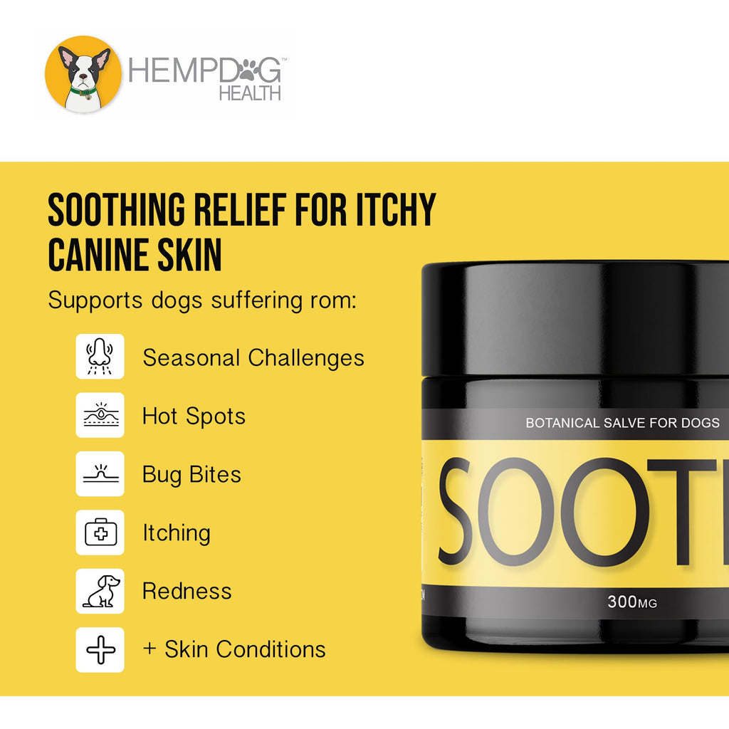 Hemp Dog Health Soothe - Dog Balm with Hemp Oil - Hot Spots, Itchy Skin, Rashes, Bug Bites, & Wound Care - Natural Anti-Itch Relief