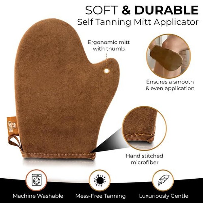 Skiennix Self Tanning Mitt Applicator - Ultra Soft & Reusable Glove for Streak-Free Tan | Machine Washable