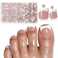 Lifextol 150PC Press on Toenails for Women Fake Toe Press on Nails French Tip Toe Nail Press ons with Sticky Tabs, 15 Size Fake Toenails Press ons Acrylic Toe Nail Tips Kit Pink Press on Toe Nails-G